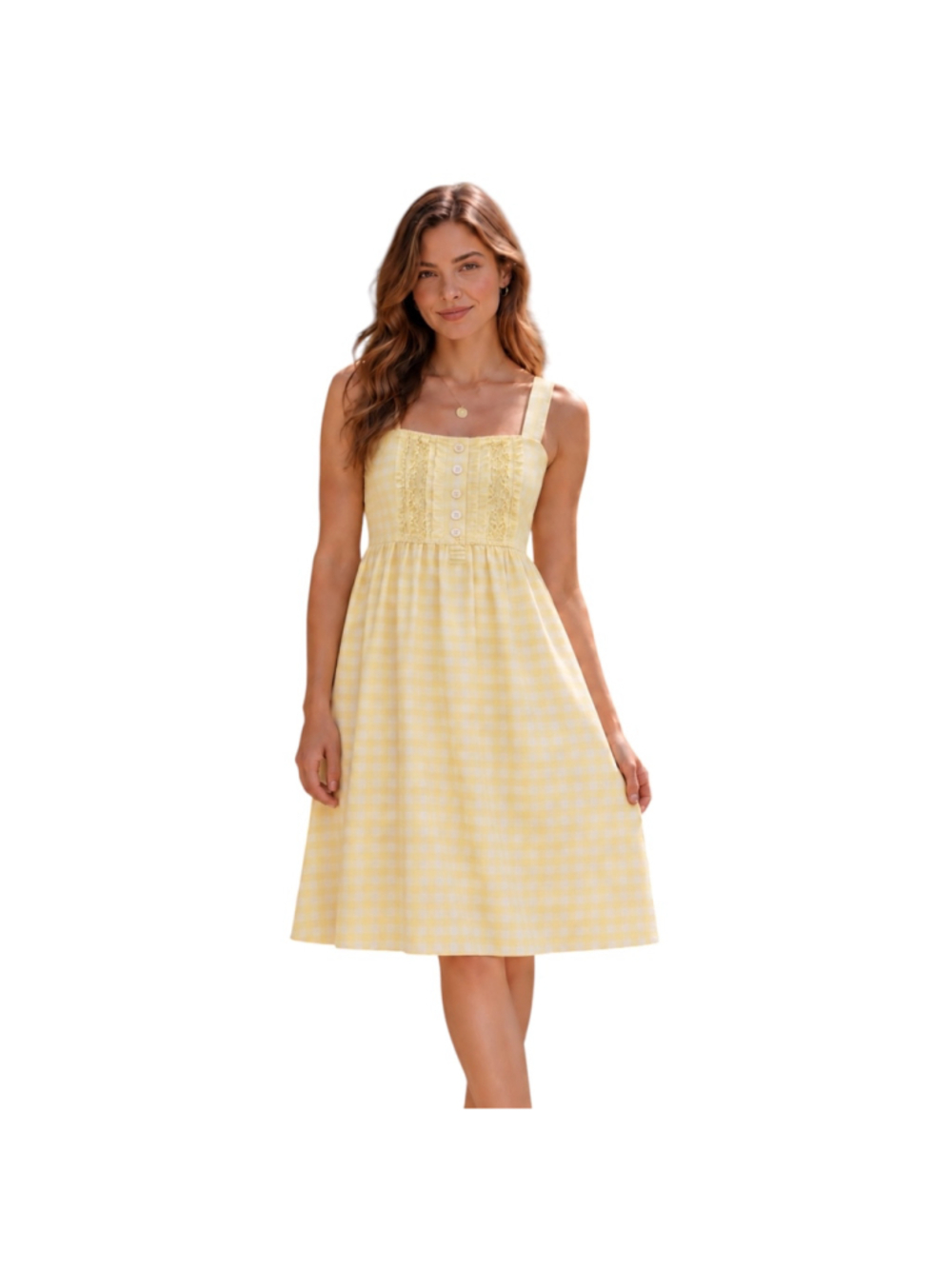 Petite Plume Yellow Gingham Cotton Sleeveless Nightgown Women’s Small
